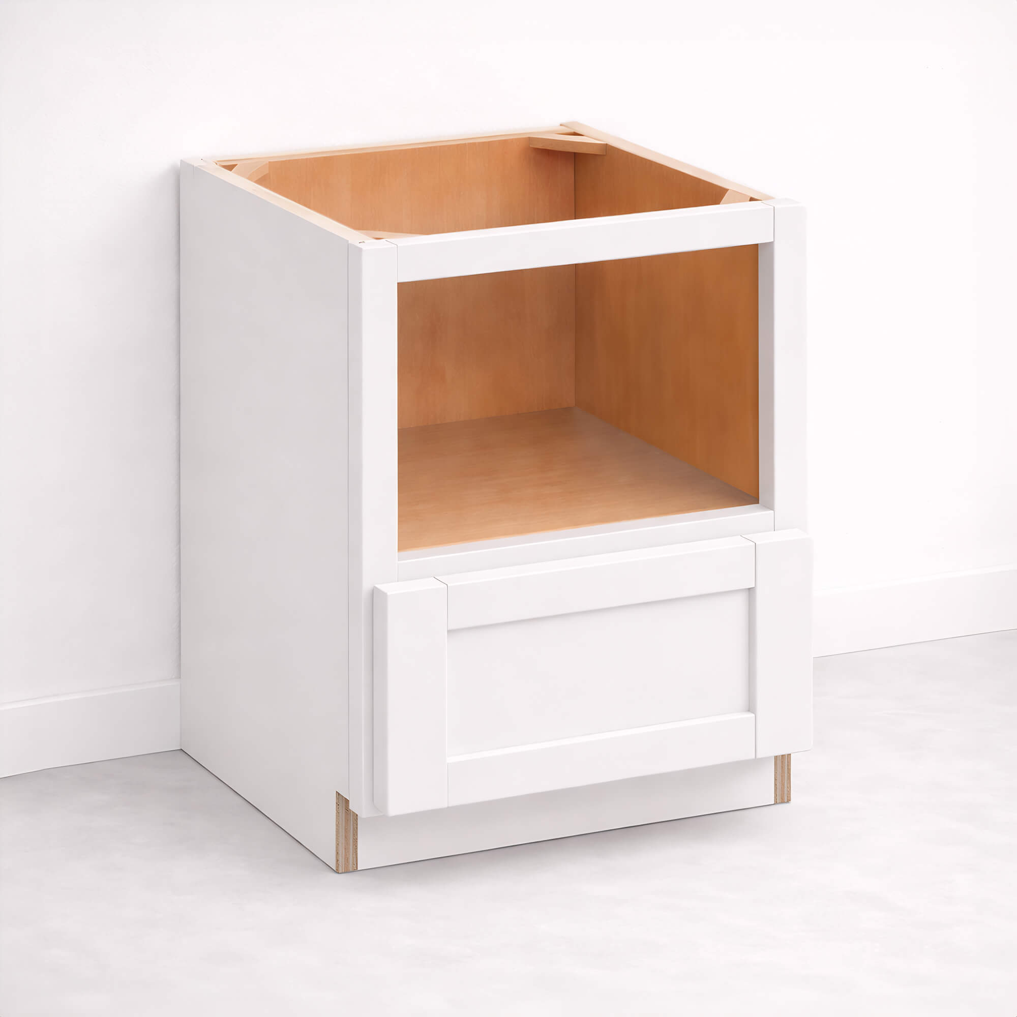 30” RTA Base Cabinet with Drawer – 34.5” Height x 24” Depth – White Shaker Kitchen Cabinet, Closed Front View