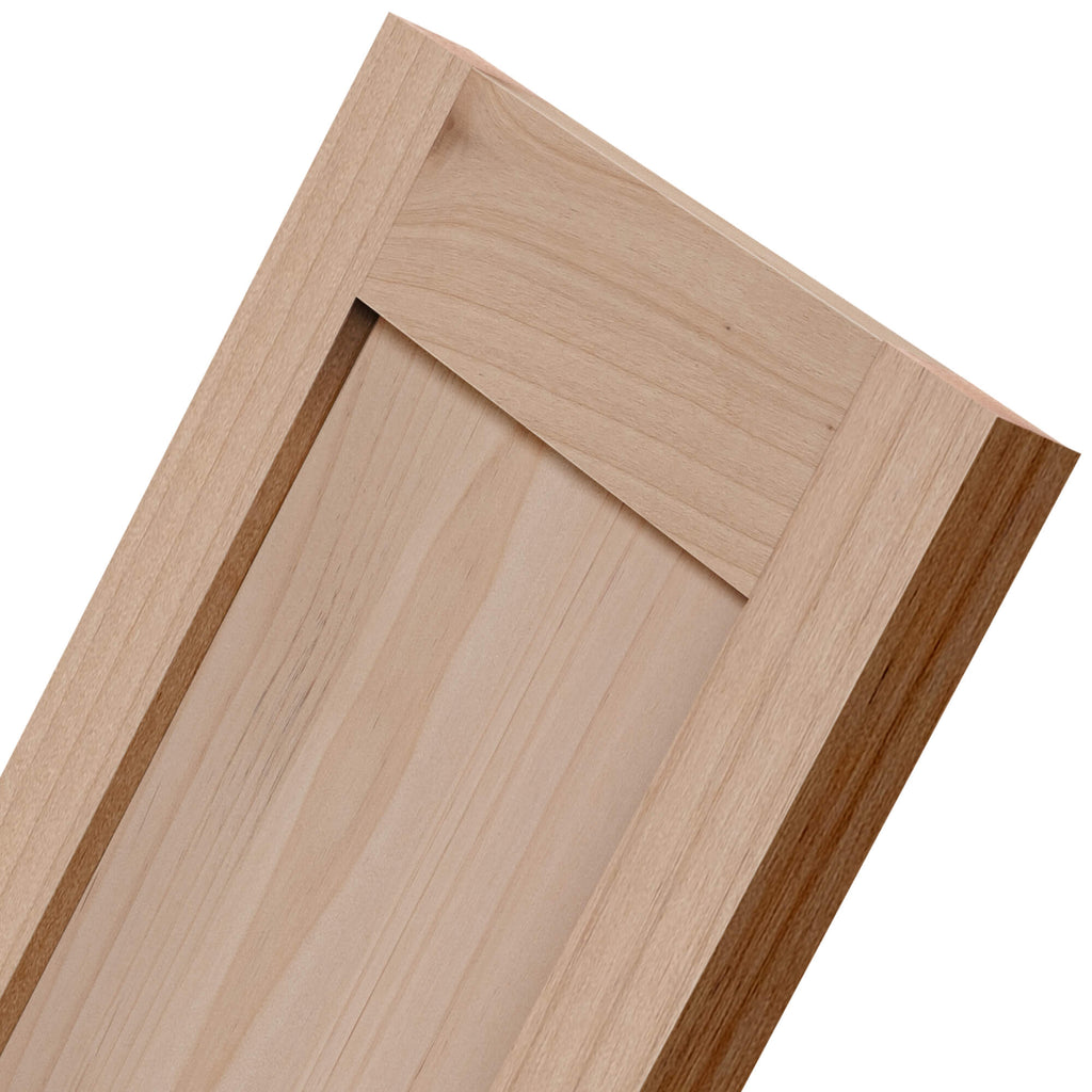 Alder wood cabinet door close-up zoomed view – fine alder grain texture for custom cabinets