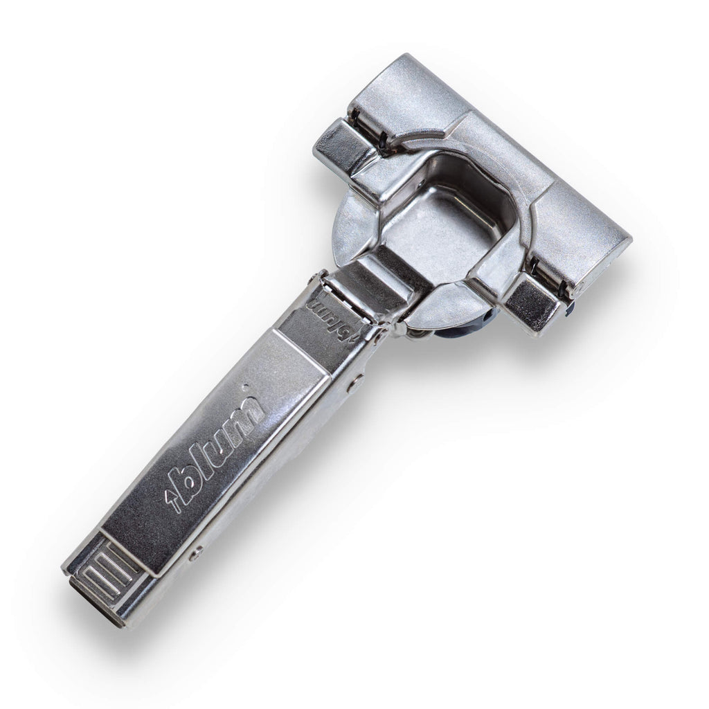 Blum Self-Close Inserta hinge, Nickel, with cover cap — 110° opening, 35 mm cup (12 mm depth) — product photo on white background.