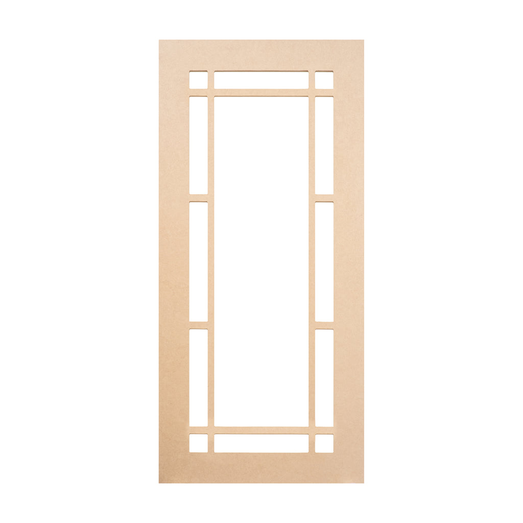 Fairfield Mullion glass-ready MDF cabinet door frame with classic geometric grid design – modern yet timeless style for kitchen cabinets.