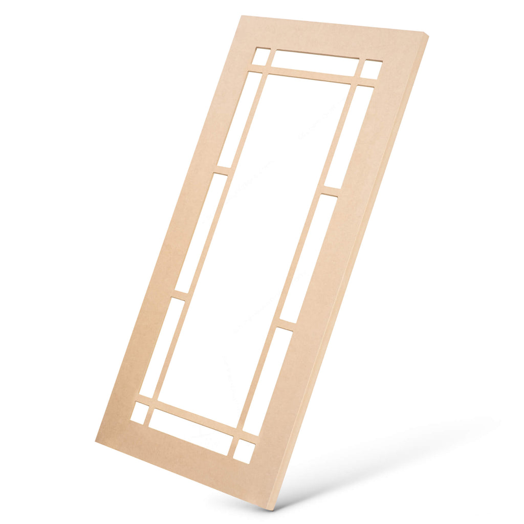 Fairfield mullion MDF glass-ready cabinet door frame angled view, traditional style