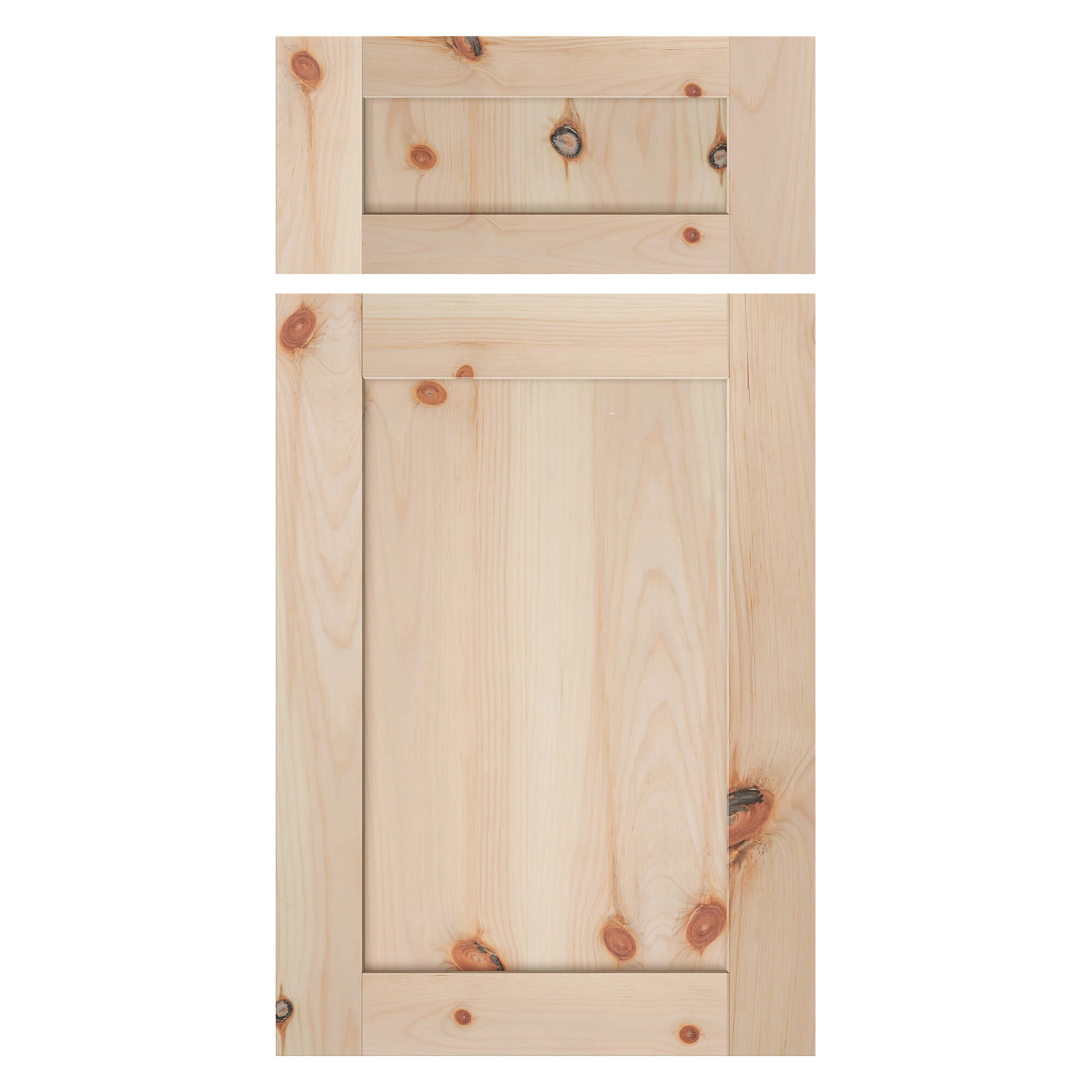 Knotty Pine wood cabinet door front view – solid pine wood with natural knots