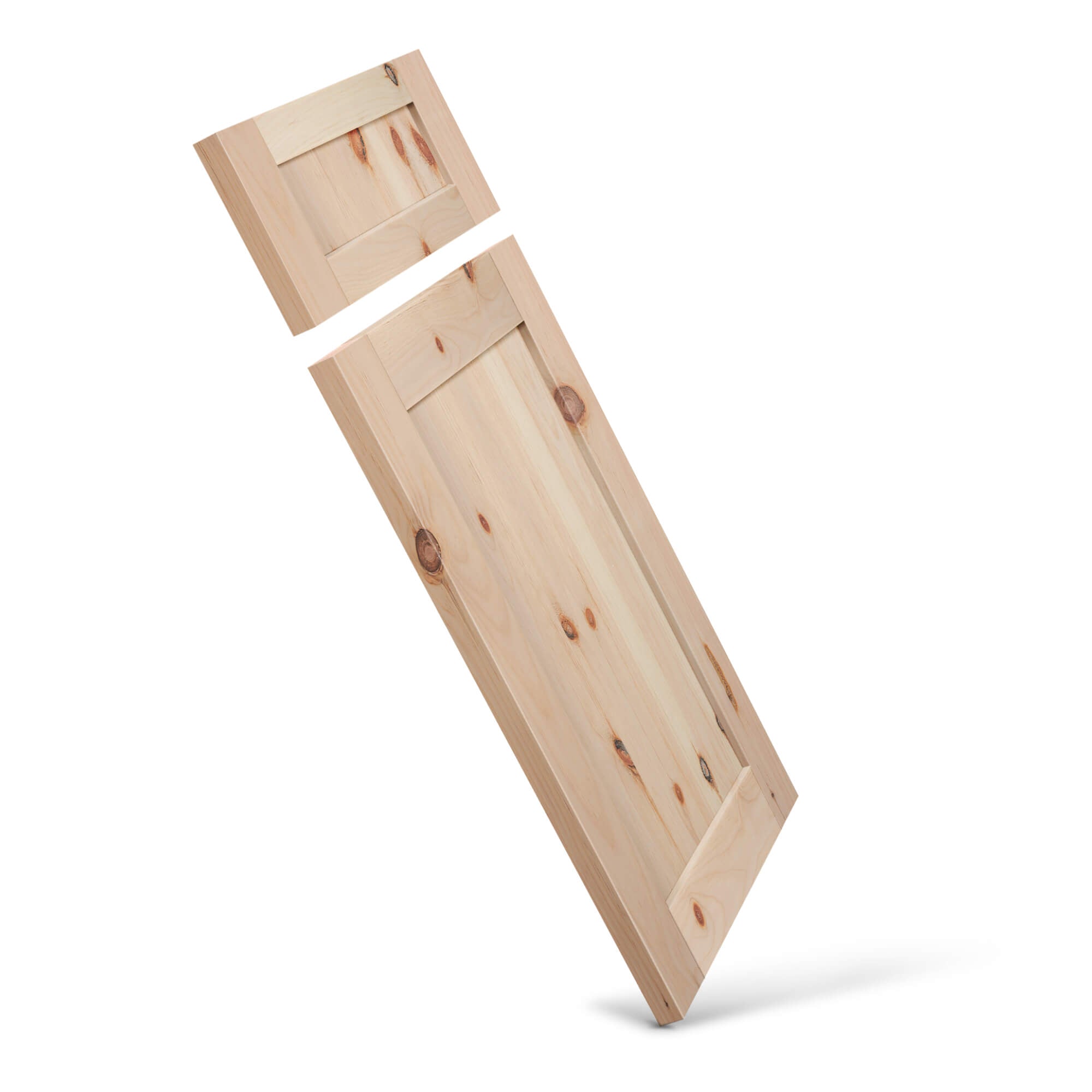 Knotty Pine wood cabinet door side view – natural rustic wood grain
