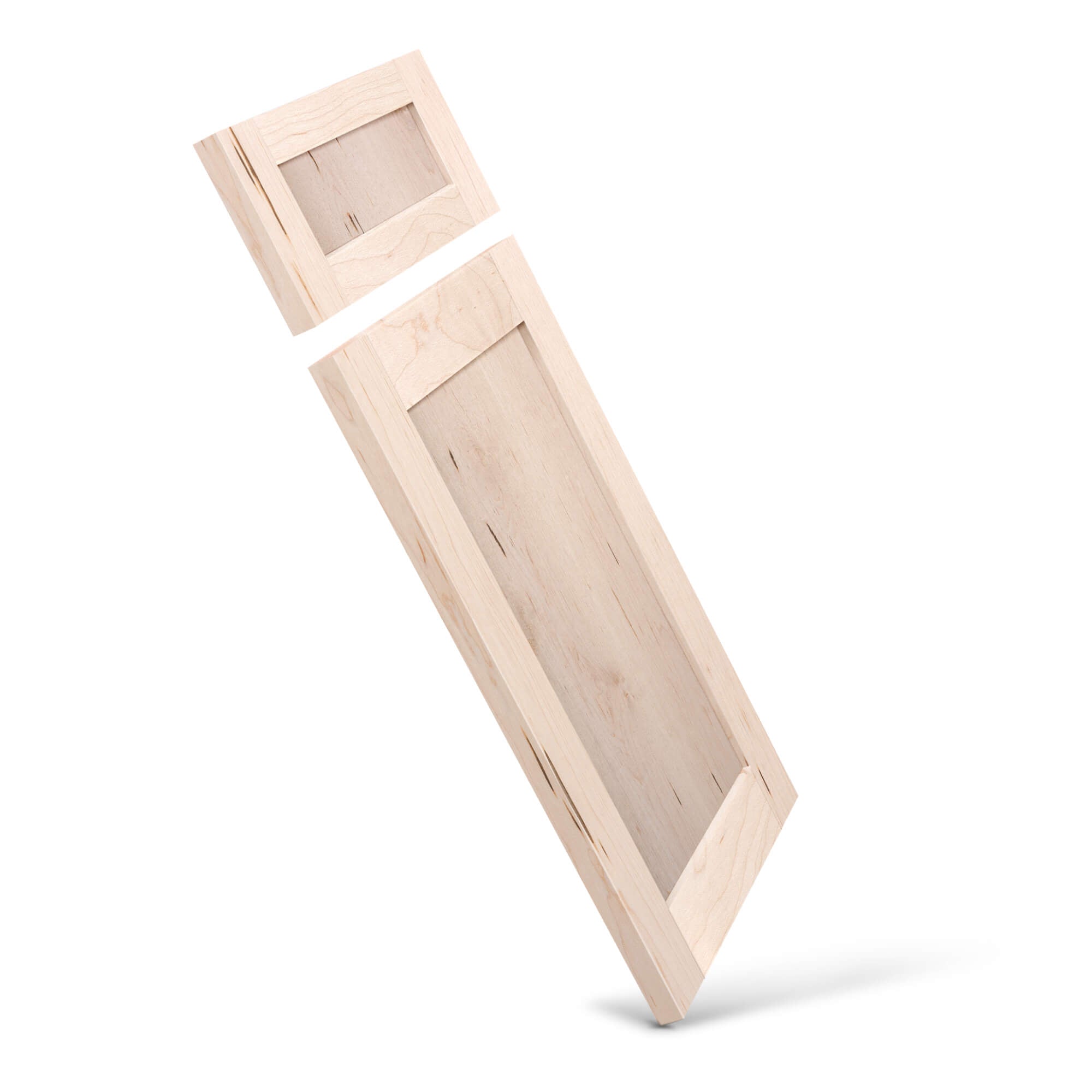 Maple paint grade cabinet door side view – smooth hardwood ideal for painted finishes