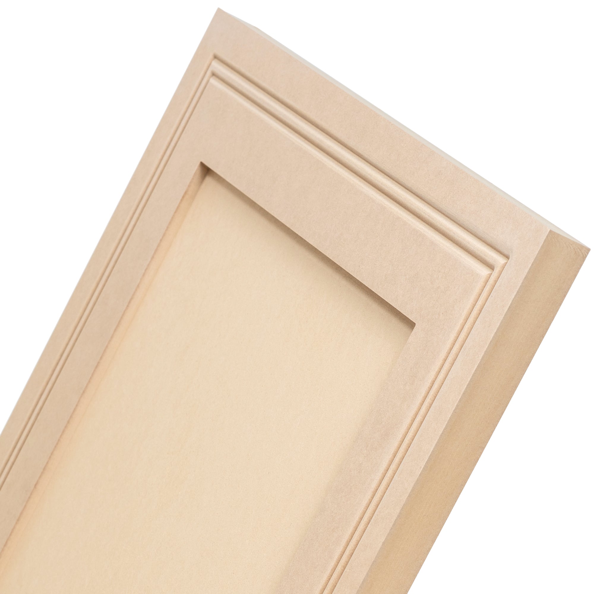 Close-up of MDF Middle Beaded Cabinet Door corner — precision-cut profile with smooth paint-ready surface.