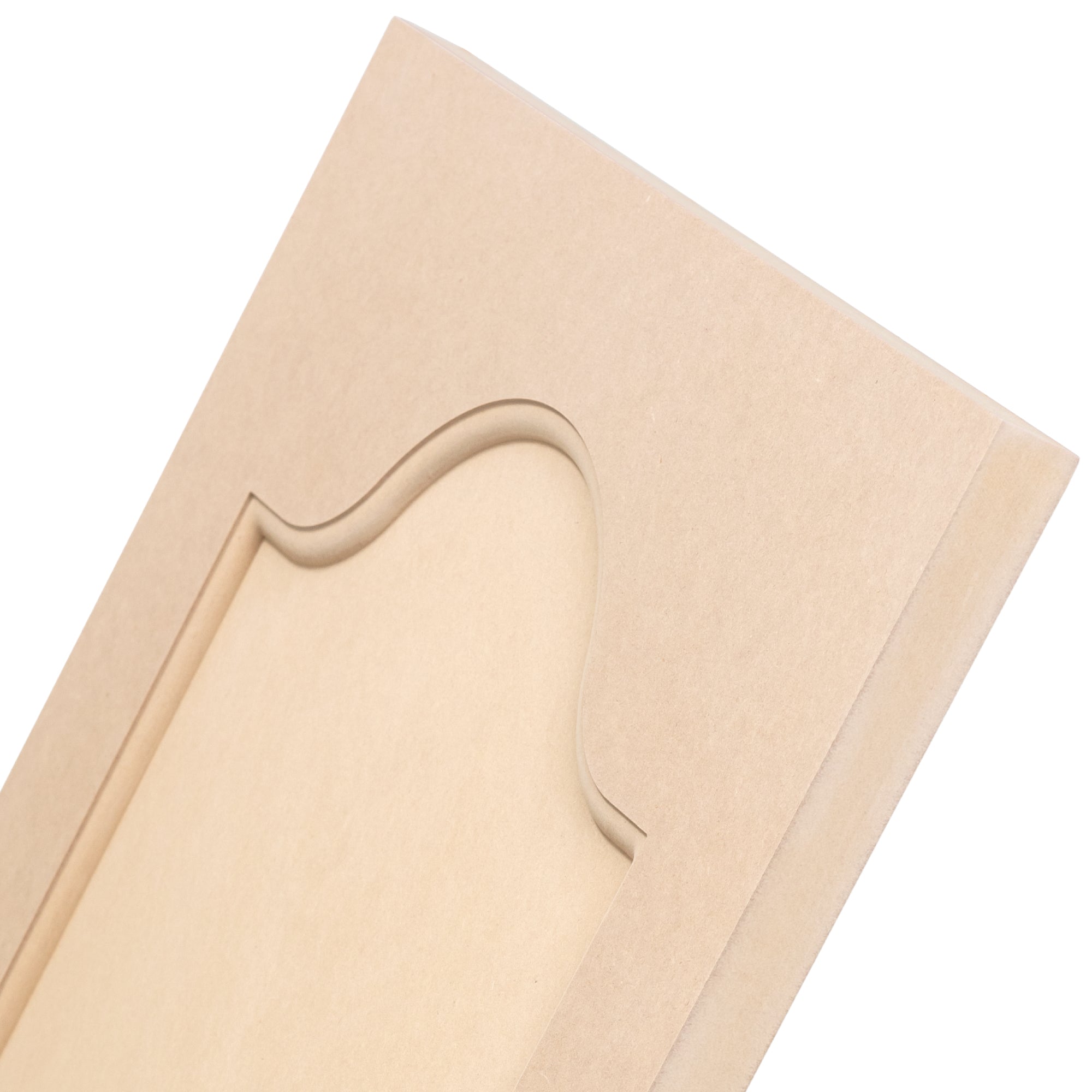 Close-up of Mission Recessed Bead MDF Cabinet Door – detailed arched top with smooth recessed panel and inner bead.