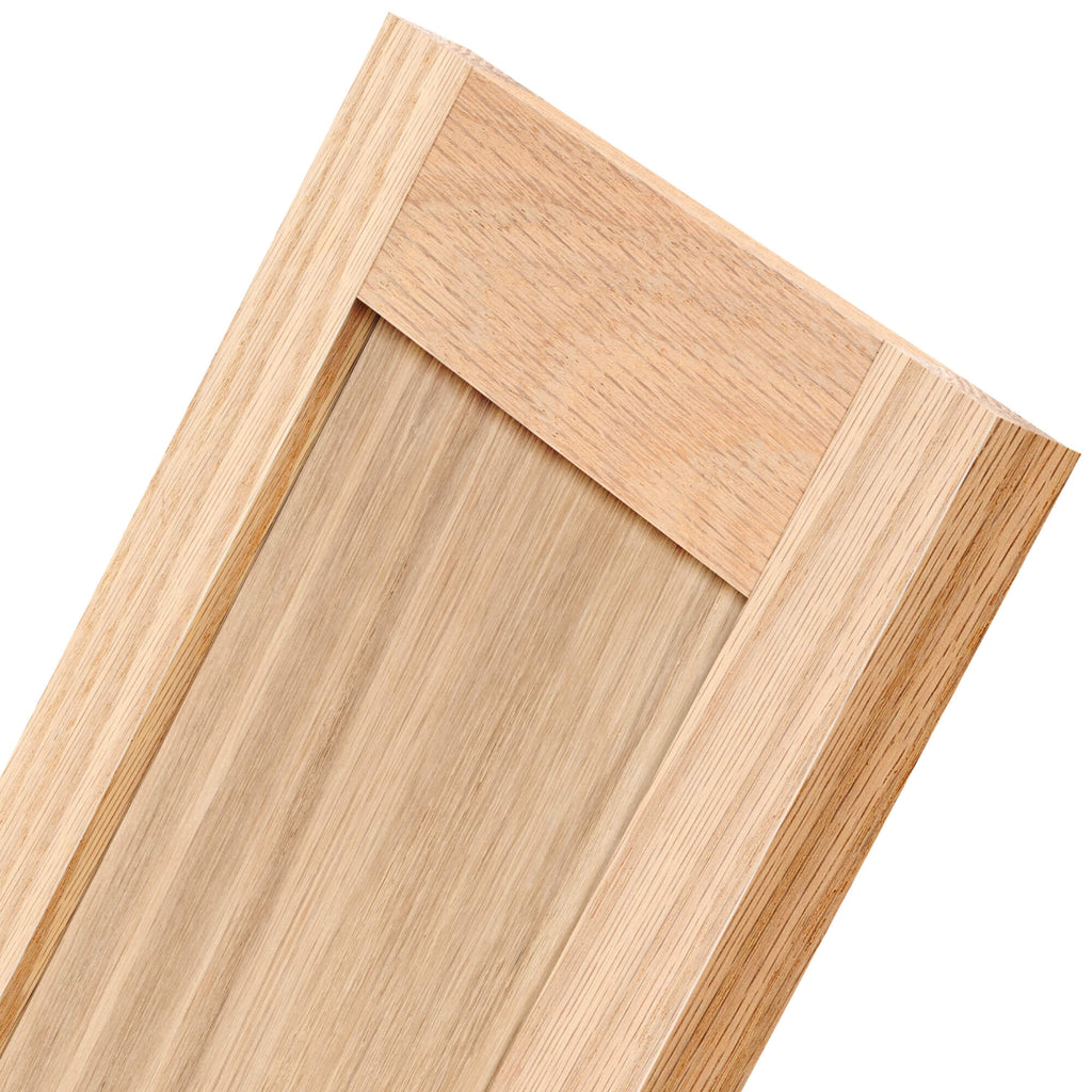 Red Oak wood cabinet door zoomed close-up view – handcrafted red oak hardwood texture