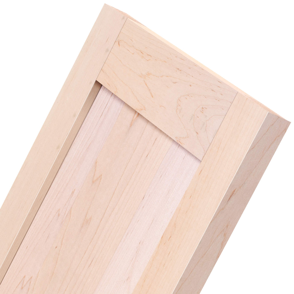 Select Maple cabinet door close-up zoomed view – handcrafted select maple wood, fine grain texture for modern kitchens