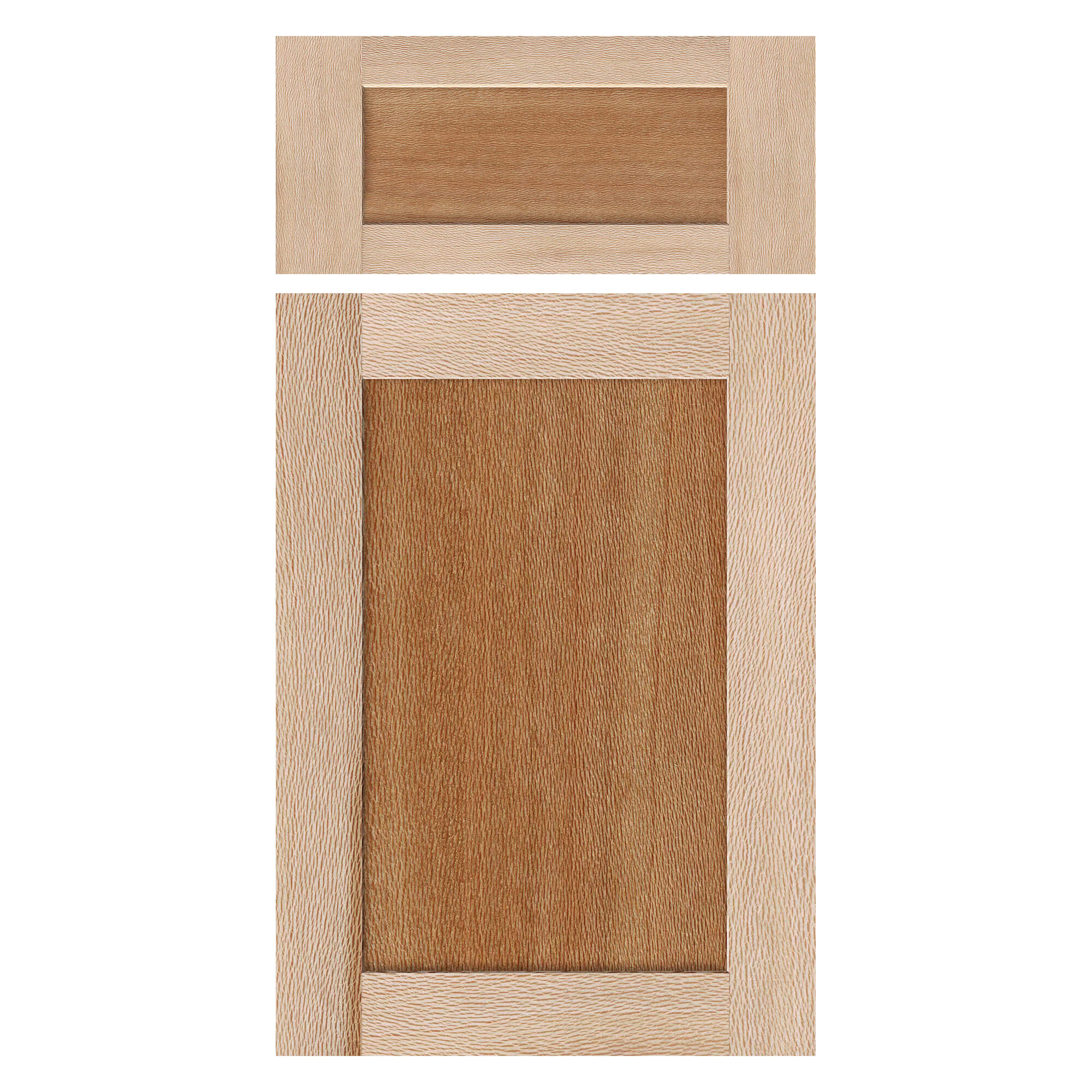 Sycamore shaker cabinet door and drawer front straight view solid wood natural finish